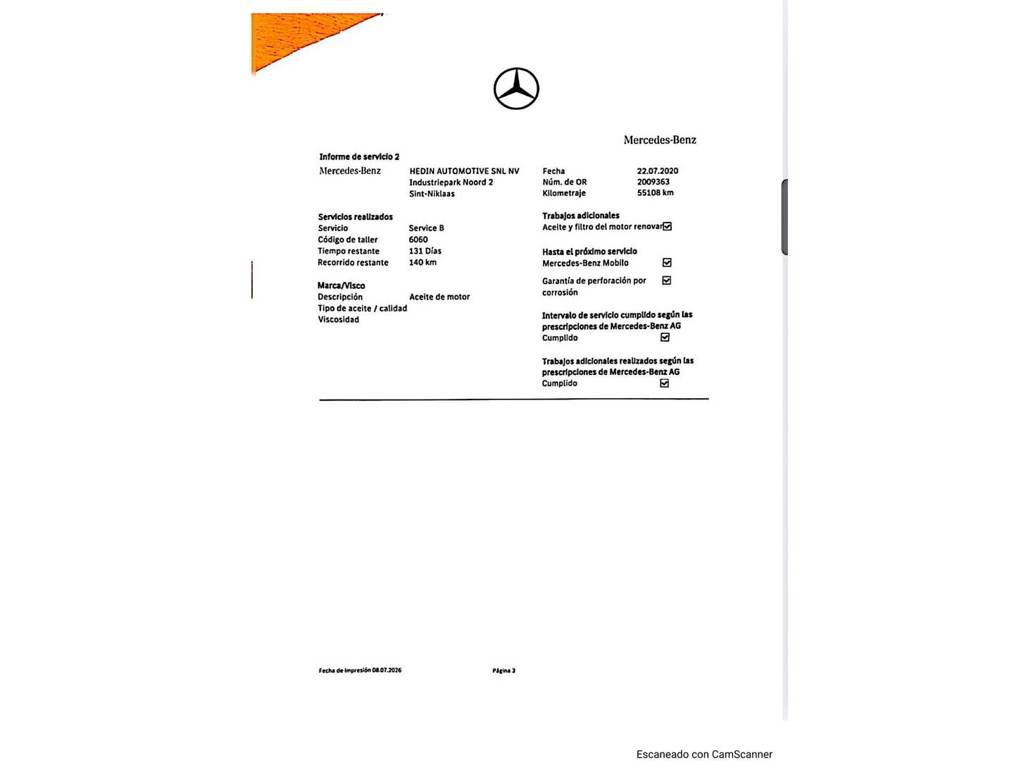 Foto del mantenimiento del Mercedes Clase A Mercedes Clase A 180 d (116 CV)