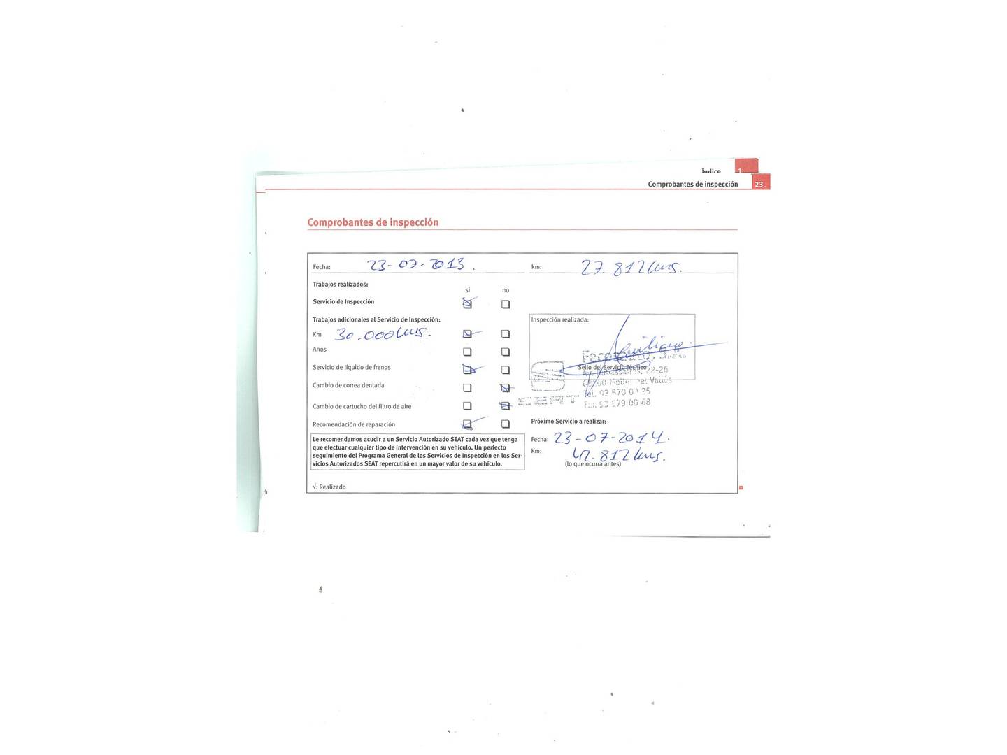 Foto del mantenimiento del Seat Altea Seat Altea 1.4 TSI Style (125 CV)