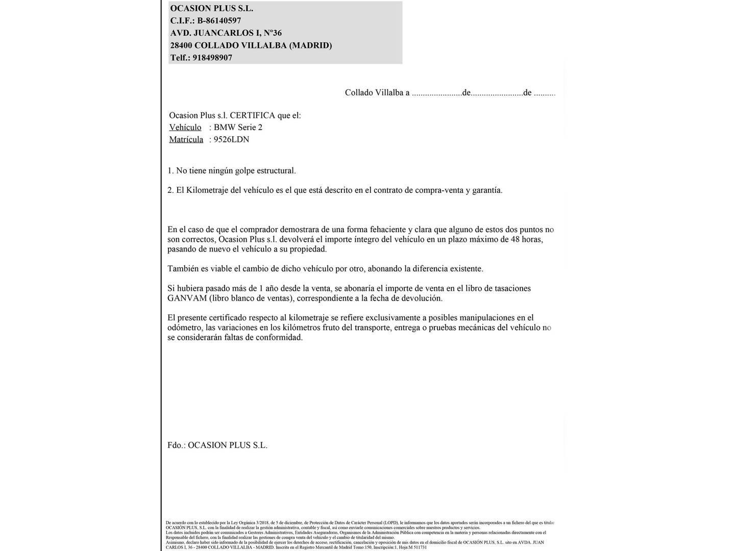 Foto del certificado del BMW Serie 2 BMW Serie 2 M235i Gran Coupe xDrive (306 CV)