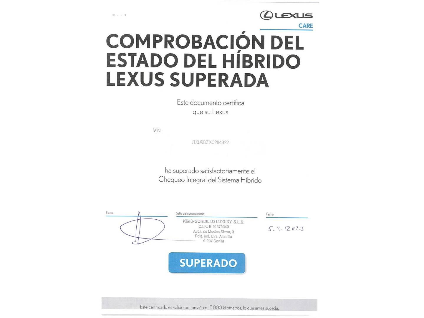 Foto del mantenimiento del Lexus NX Lexus NX 300h Executive Navigation 4WD (197 CV)