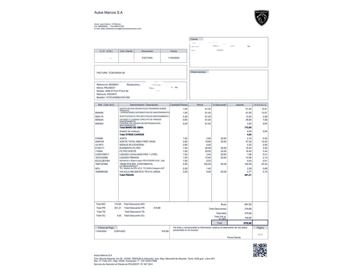 Foto del mantenimiento del Peugeot 2008 Peugeot 2008 PureTech 82 Style (82 CV)