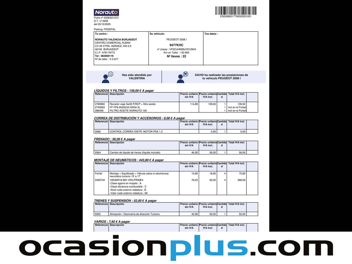 Foto del mantenimiento del Peugeot 2008 Peugeot 2008 PureTech 82 S&S Style (82 CV)