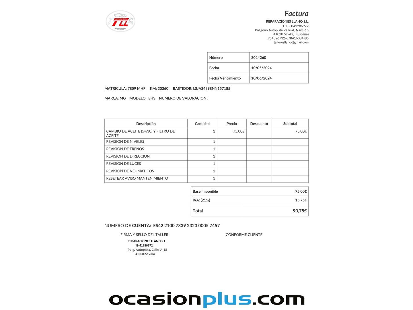 Foto del mantenimiento del MG eHS MG eHS 1.5 T-GDI PHEV Luxury (258 CV)