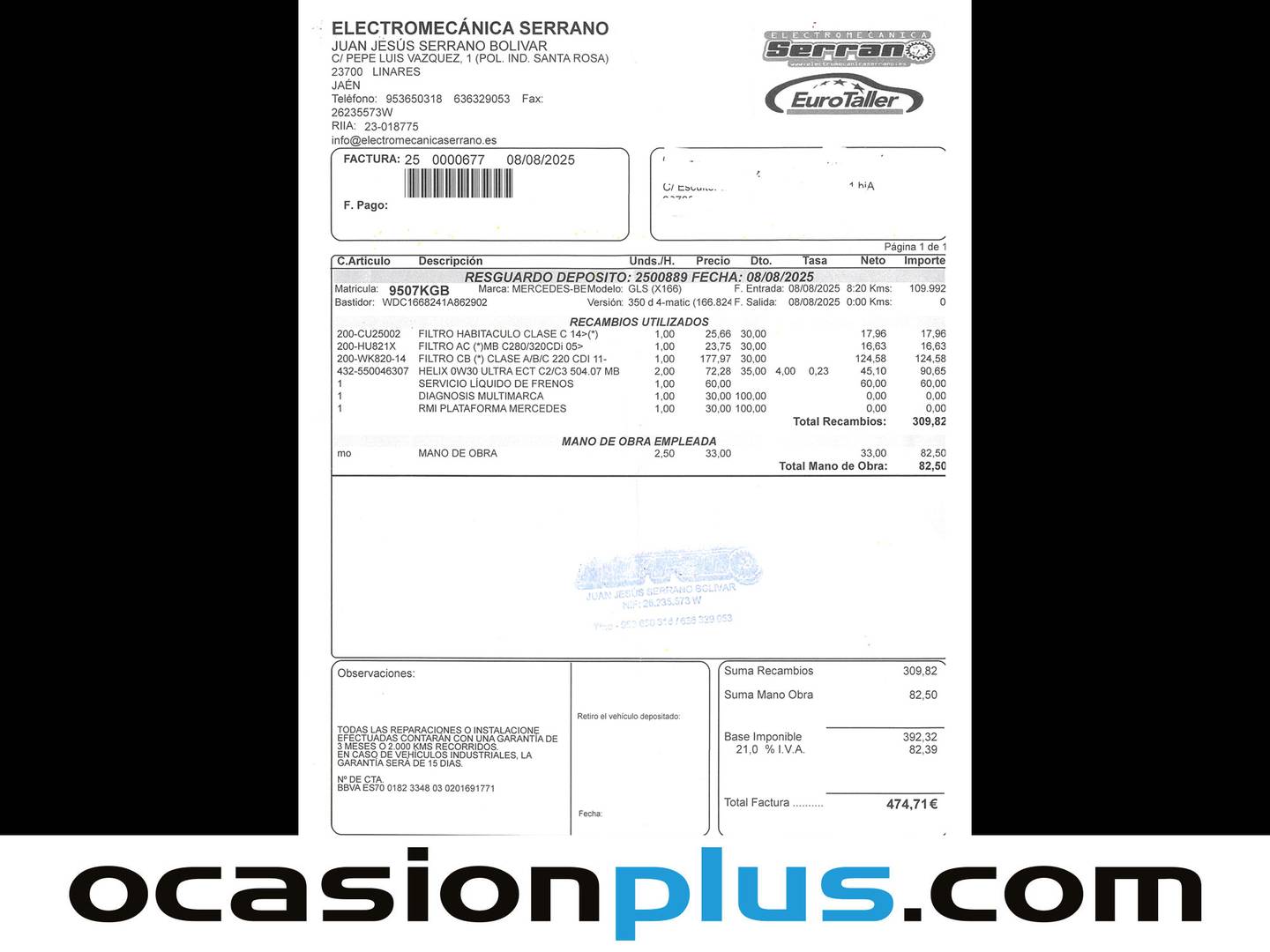 Foto del mantenimiento del Mercedes Clase GLS Mercedes Clase GLS GLS 350 d 4Matic (258 CV) 7 Plazas Pack AMG