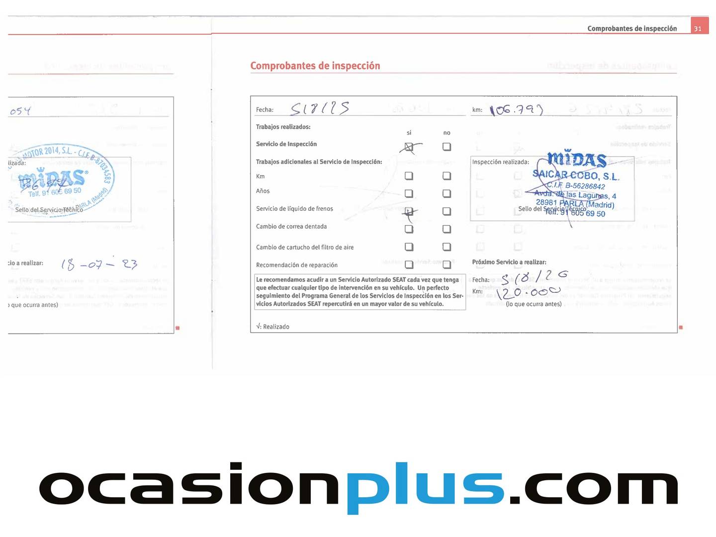Foto del mantenimiento del Seat Ibiza Seat Ibiza 1.4 16v Reference Auto (75 CV)