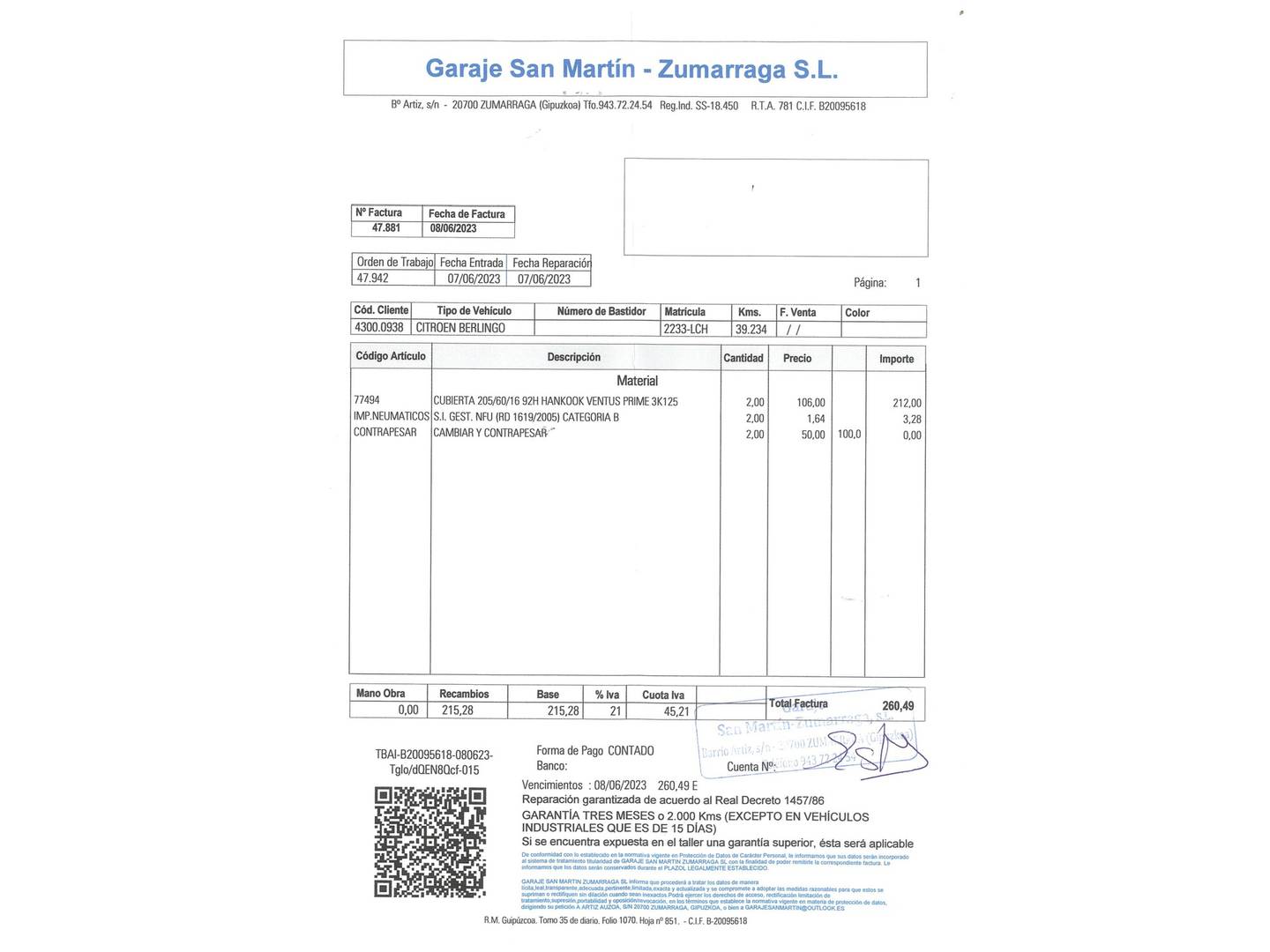 Foto del mantenimiento del Citroën Berlingo Citroën Berlingo BlueHDi 100 S&S Talla M Shine (102 CV)