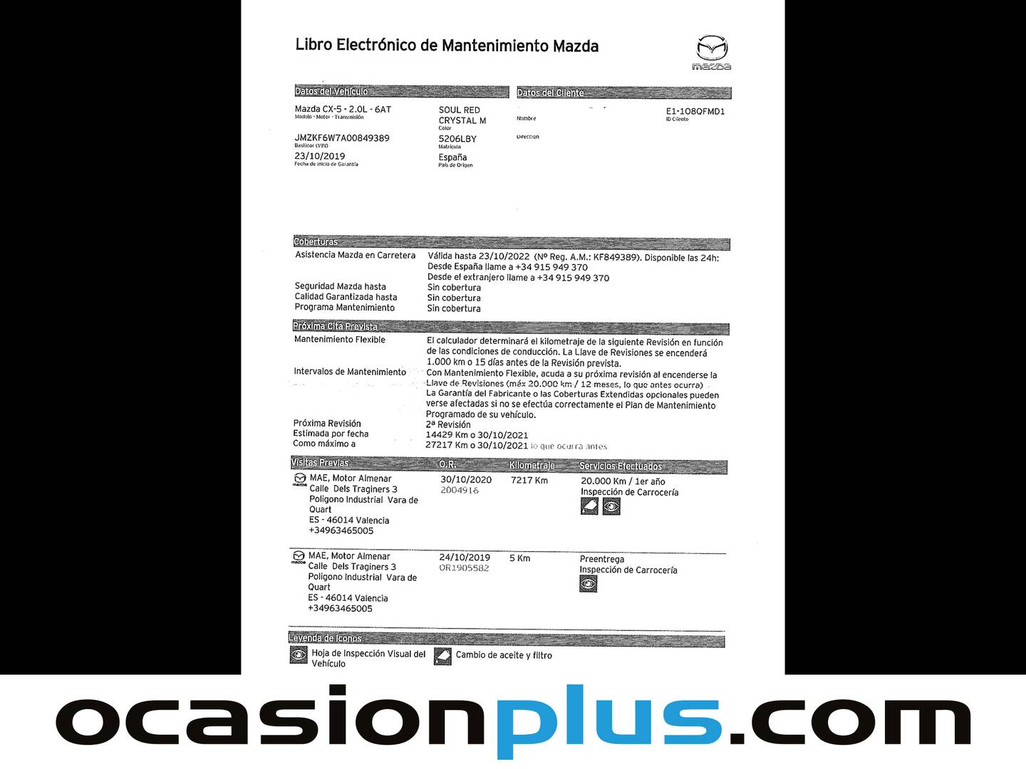 Foto del mantenimiento del Mazda CX-5 Mazda CX-5 2.0 G Zenith 2WD Auto  (165 CV)