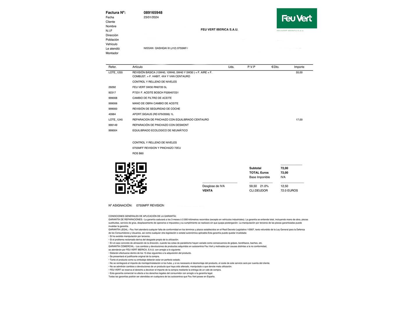 Foto del mantenimiento del Nissan QASHQAI Nissan Qashqai DIG-T 140 mHEV N-Connecta 4x2 (140 CV)