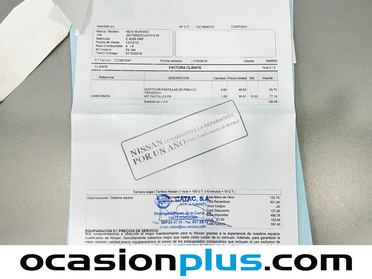 Foto del mantenimiento del Nissan Murano Nissan Murano 2.5 dCi Tekna Sport (190 CV)