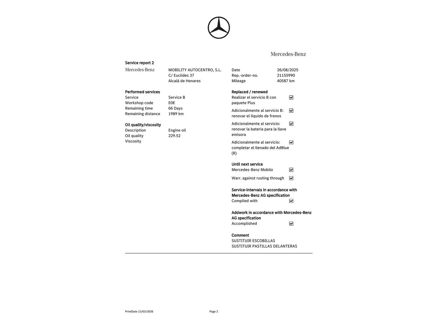 Foto del mantenimiento del Mercedes GLB Mercedes-Benz GLB 220 D 4MATIC (190 CV) Pack AMG