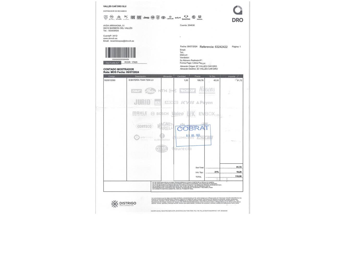 Foto del mantenimiento del Renault Trafic Renault Trafic dCi 125 Combi Energy 9 Plazas (125 CV)