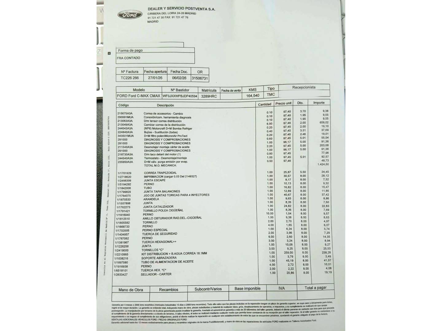Foto del mantenimiento del Ford C-Max Ford C-Max 1.0 EcoBoost S&S Titanium (125 CV)
