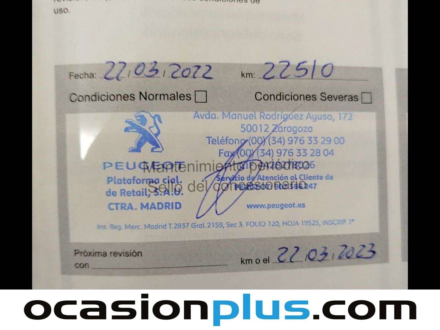 Foto del mantenimiento del Peugeot Rifter Peugeot Rifter BlueHDi 130 GT Standard (130 CV)