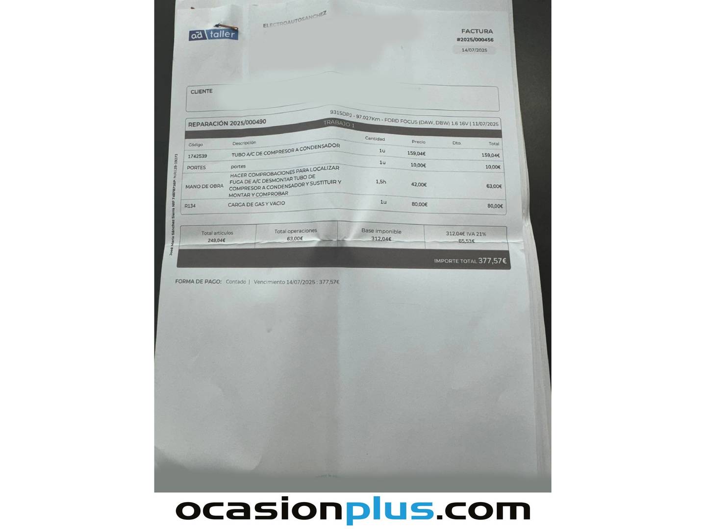 Foto del mantenimiento del Ford Focus Ford Focus 1.6 Sport (115 CV)