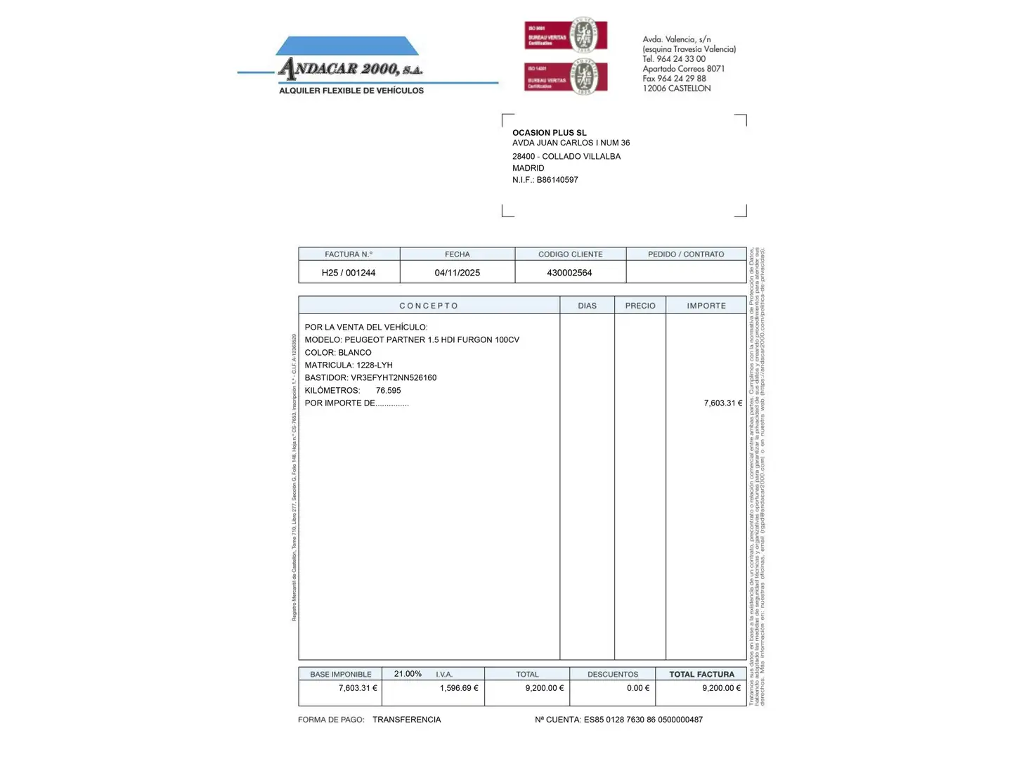 Foto Peugeot Partner Peugeot Partner Furgon BlueHDi 100 S&S Pro Standard 600kg (98 CV)