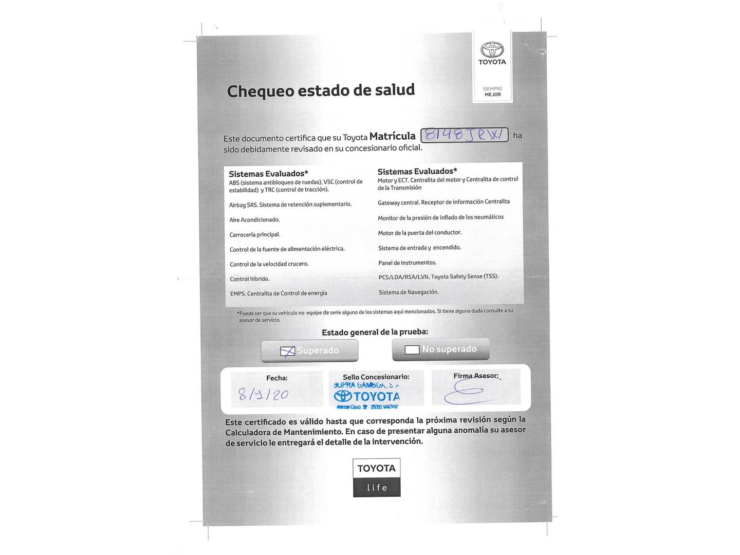 Foto del mantenimiento del Toyota Yaris Toyota Yaris 1.3 100 Feel (99 CV)