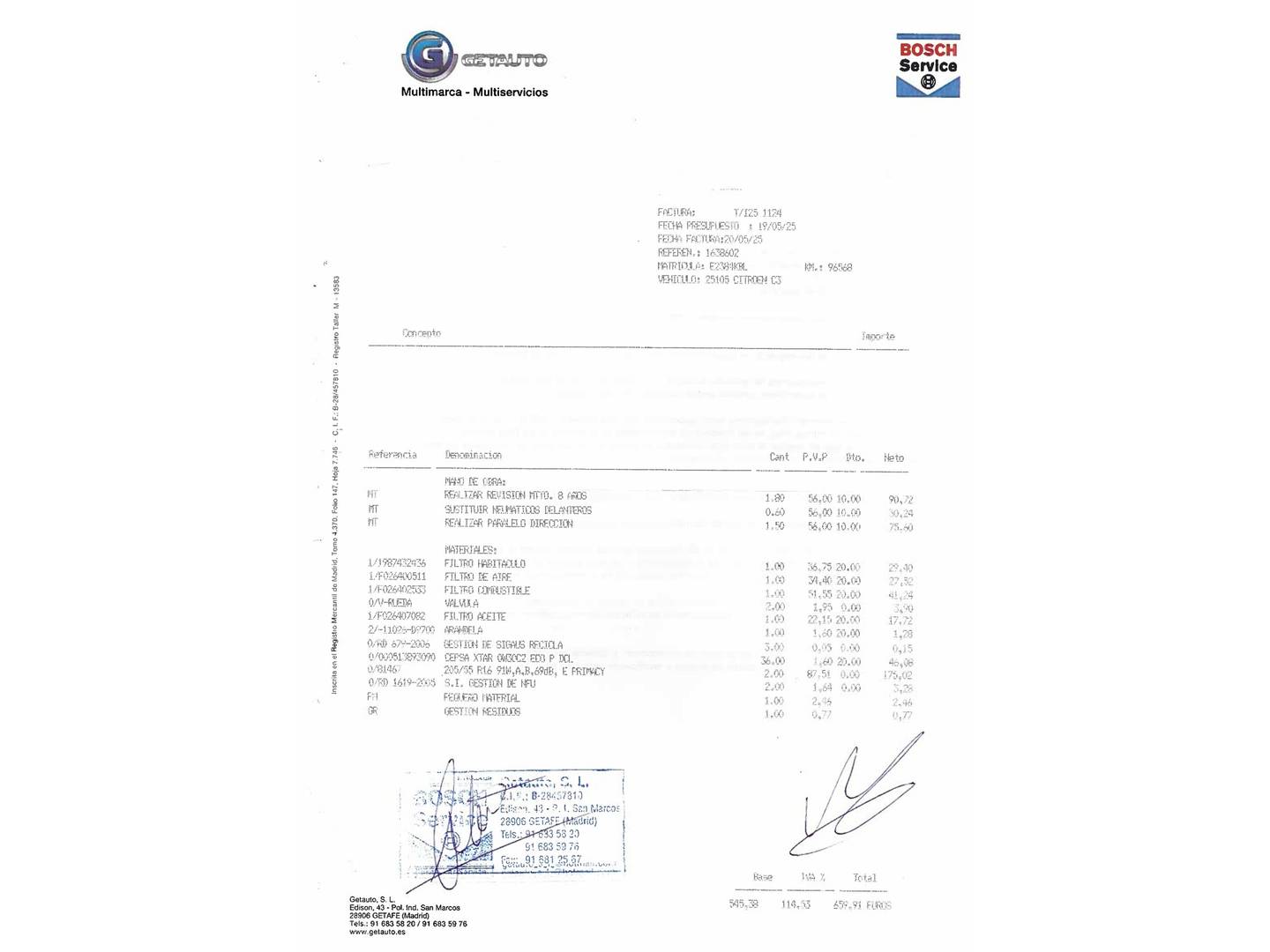 Foto del mantenimiento del Citroën C3 Citroën C3 BlueHDi 100 S&S FEEL (99 CV)