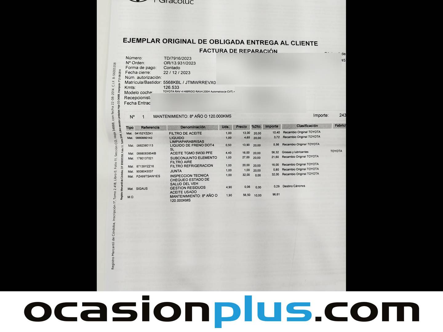 Foto del mantenimiento del Toyota Rav4 Toyota Rav4 2.5l hybrid Advance 2WD (197 CV)