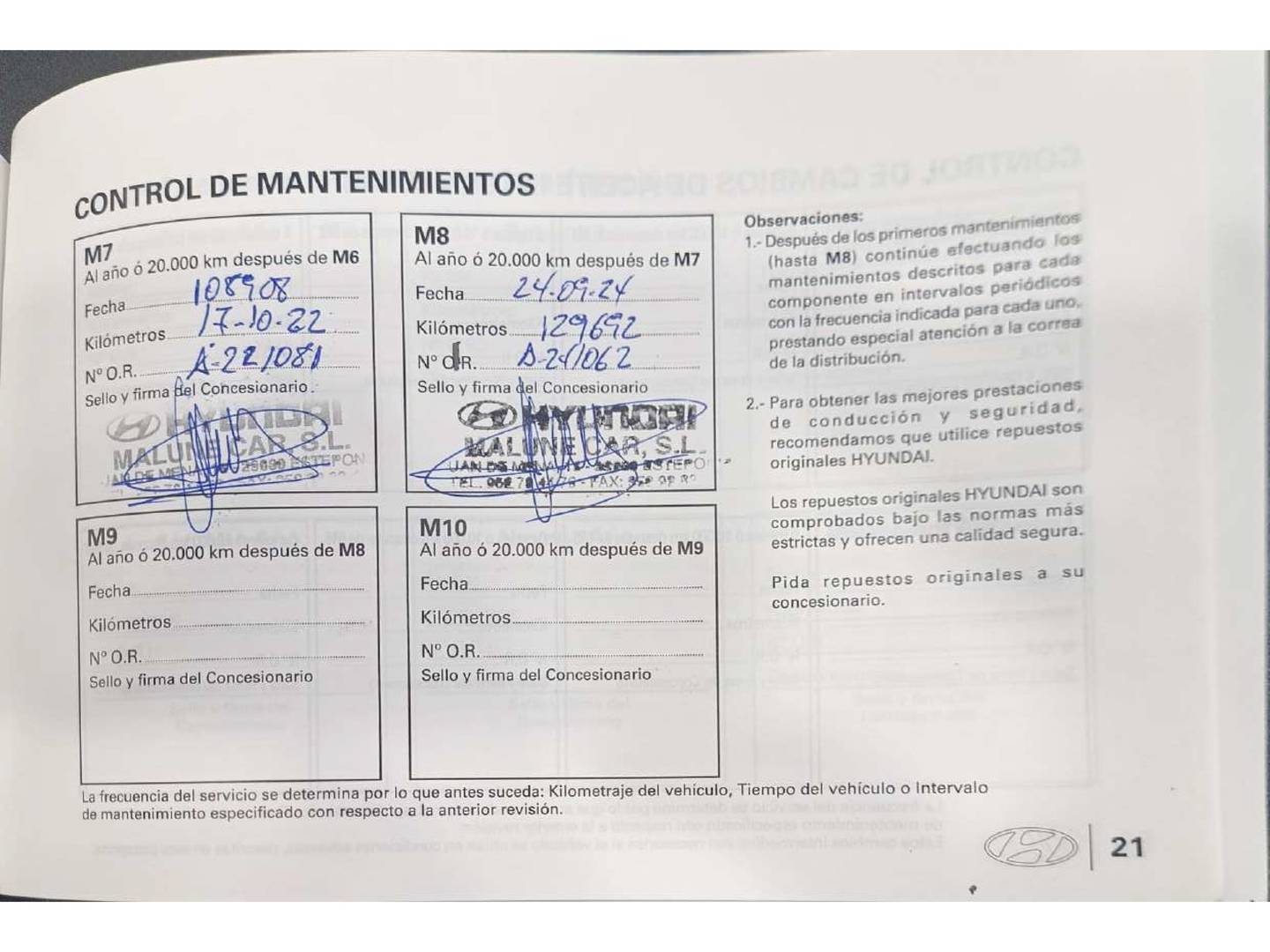 Foto del mantenimiento del Hyundai i20 Hyundai i20 1.4 CRDI SLE (90 CV)