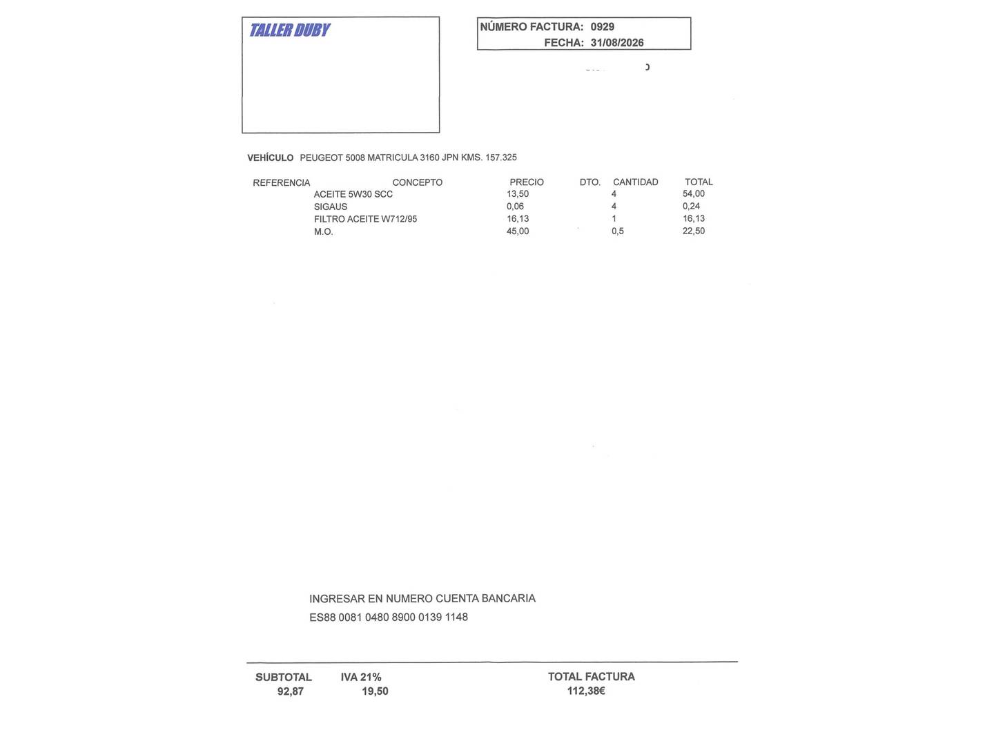 Foto del mantenimiento del Peugeot 5008 Peugeot 5008 1.6 BlueHDi Allure EAT6 (120 CV) 7 Plazas