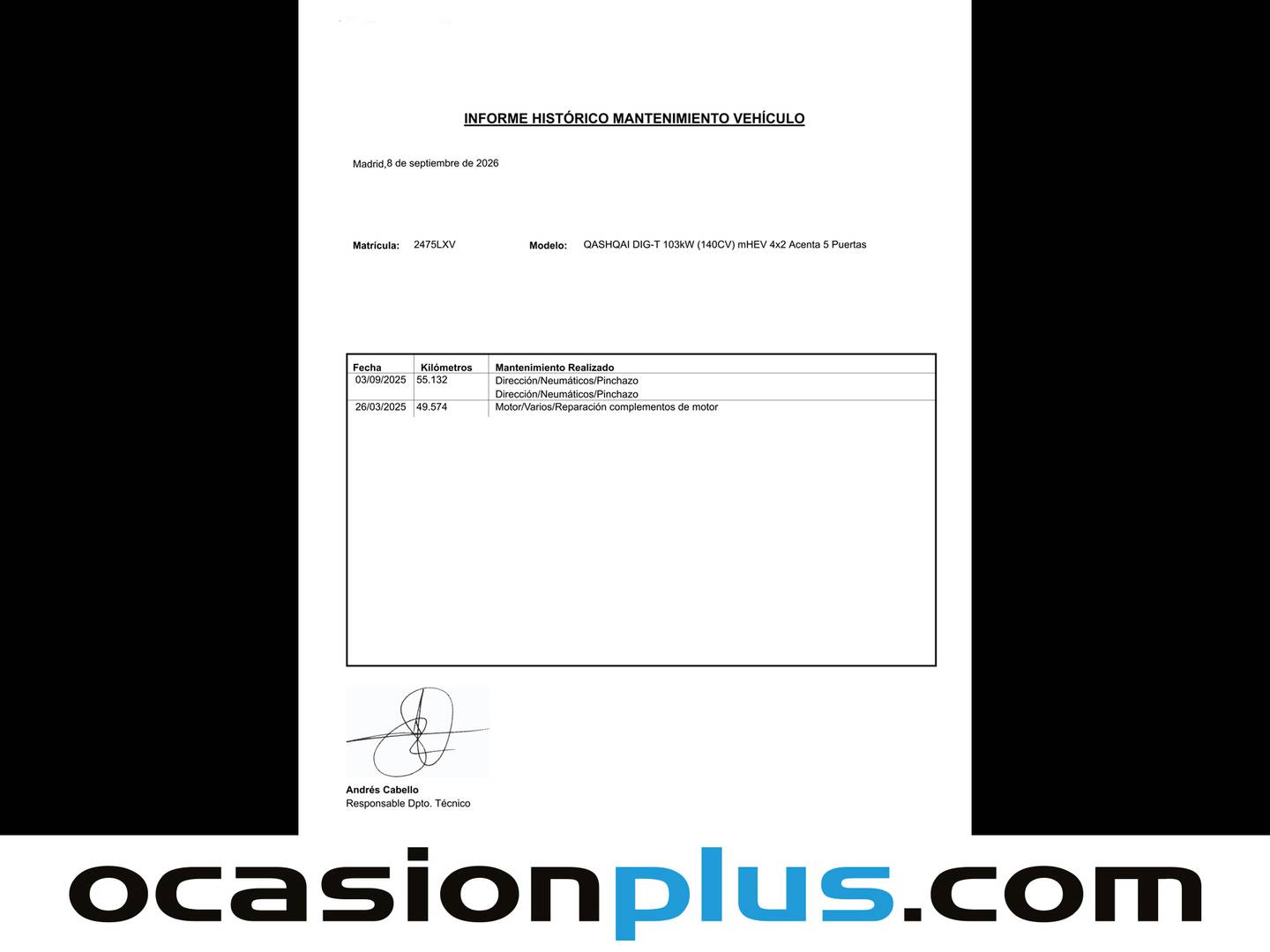 Foto del mantenimiento del Nissan QASHQAI Nissan Qashqai DIG-T 140 mHEV Acenta 4x2 (140 CV)
