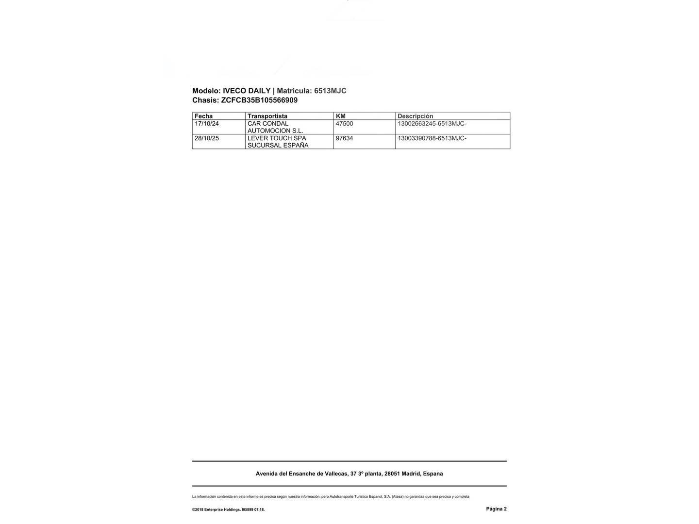 Foto del mantenimiento del Iveco Daily Iveco Daily Furgon 35S 16 V 4100/H2 (156 CV)