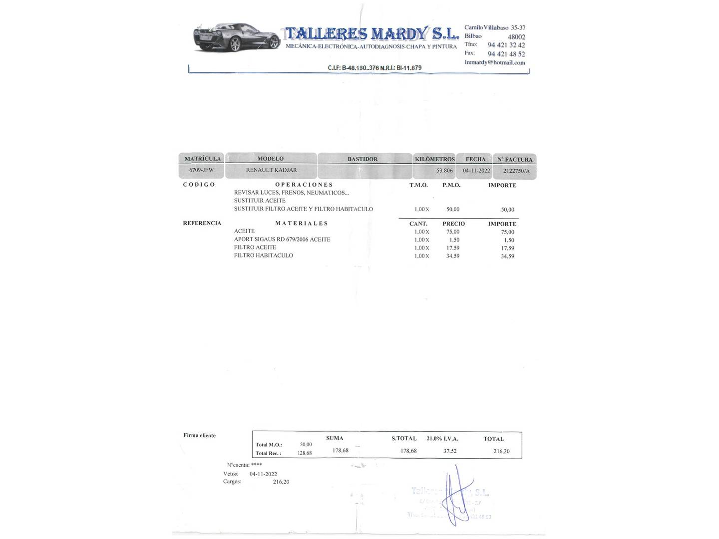 Foto del mantenimiento del Renault Kadjar Renault Kadjar Zen Energy dCi (130 CV)