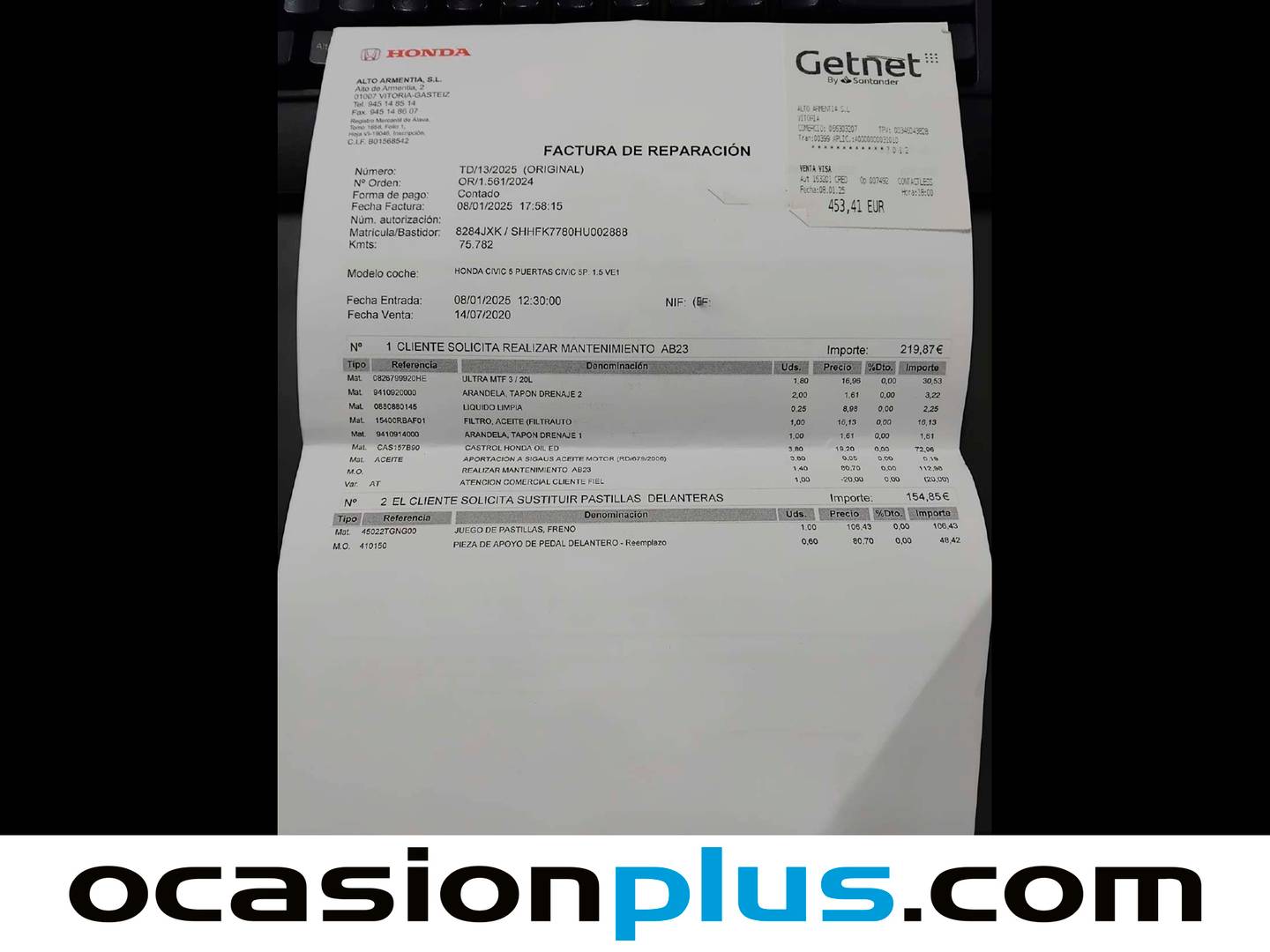 Foto del mantenimiento del Honda Civic Honda Civic 1.5 VTEC Turbo Sport Plus (182 CV)