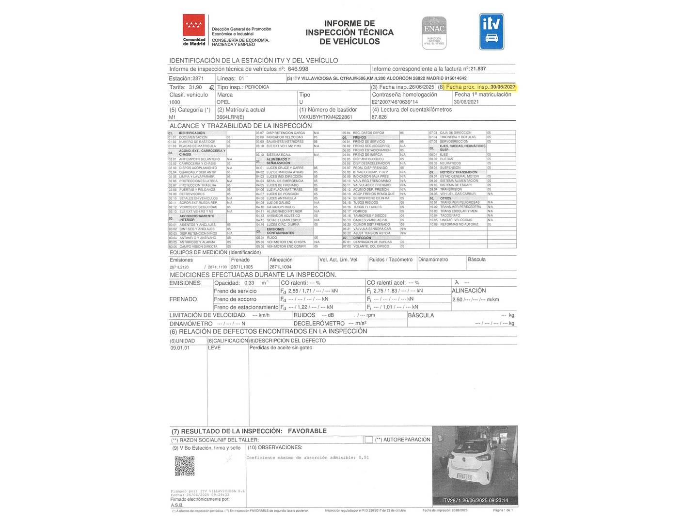 Foto del mantenimiento del Opel Corsa Opel Corsa 1.5D DT GS-Line (102 CV)