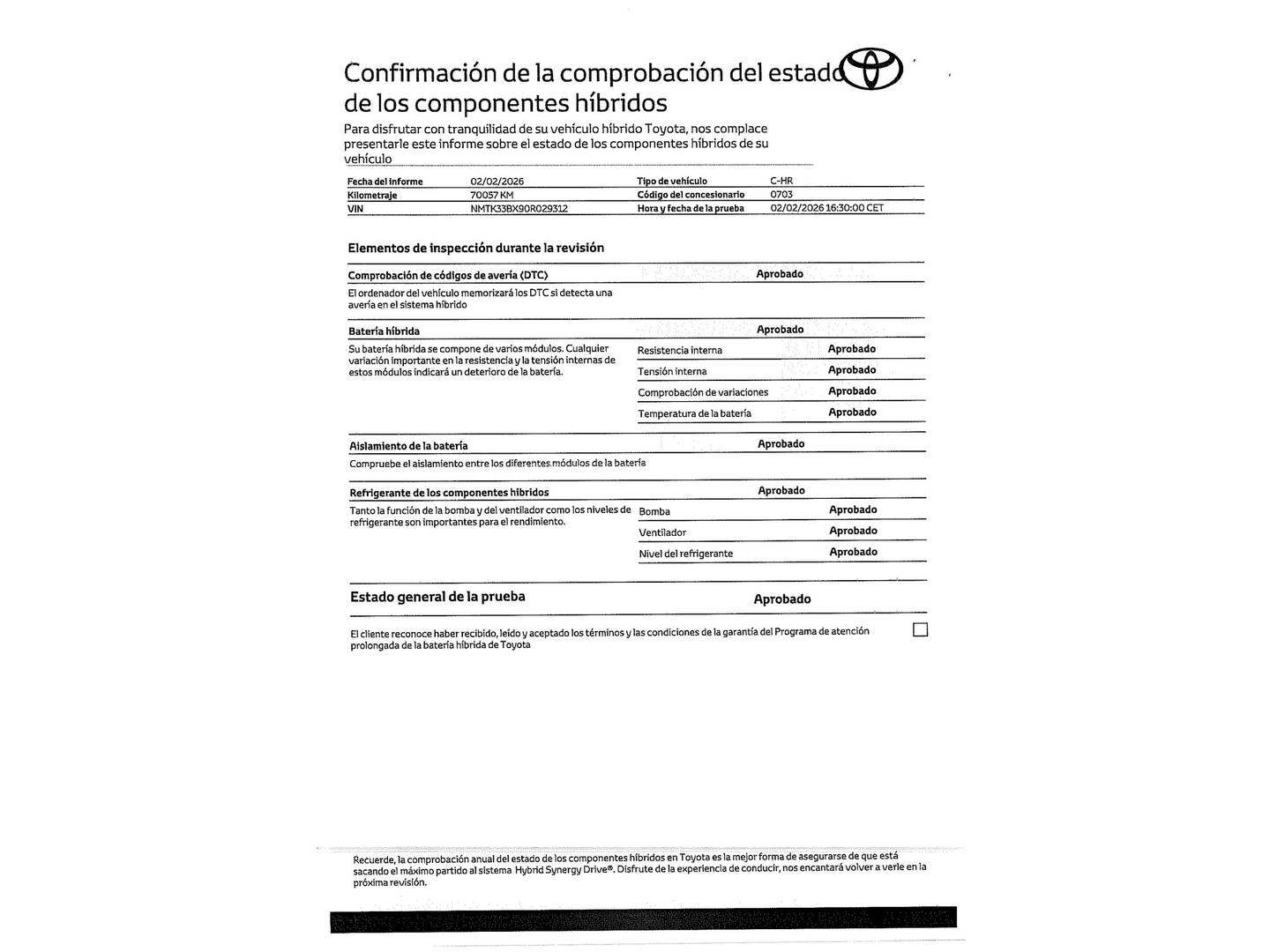 Foto del mantenimiento del Toyota C-HR Toyota C-HR 1.8 125H Advance (122 CV)