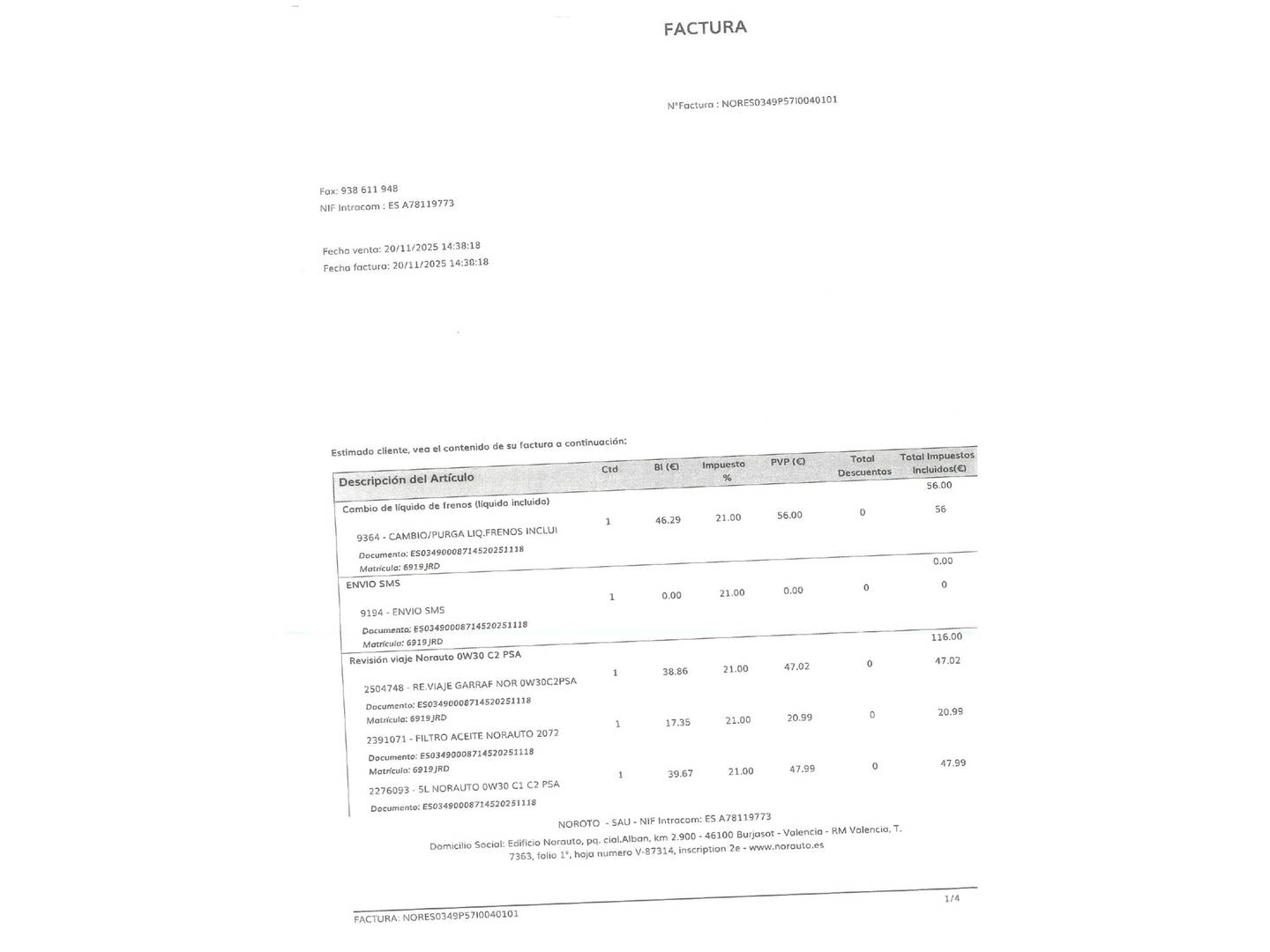 Foto del mantenimiento del Peugeot Partner Peugeot Partner Tepee Tepee Combi BlueHDI 100 Style (100 CV)