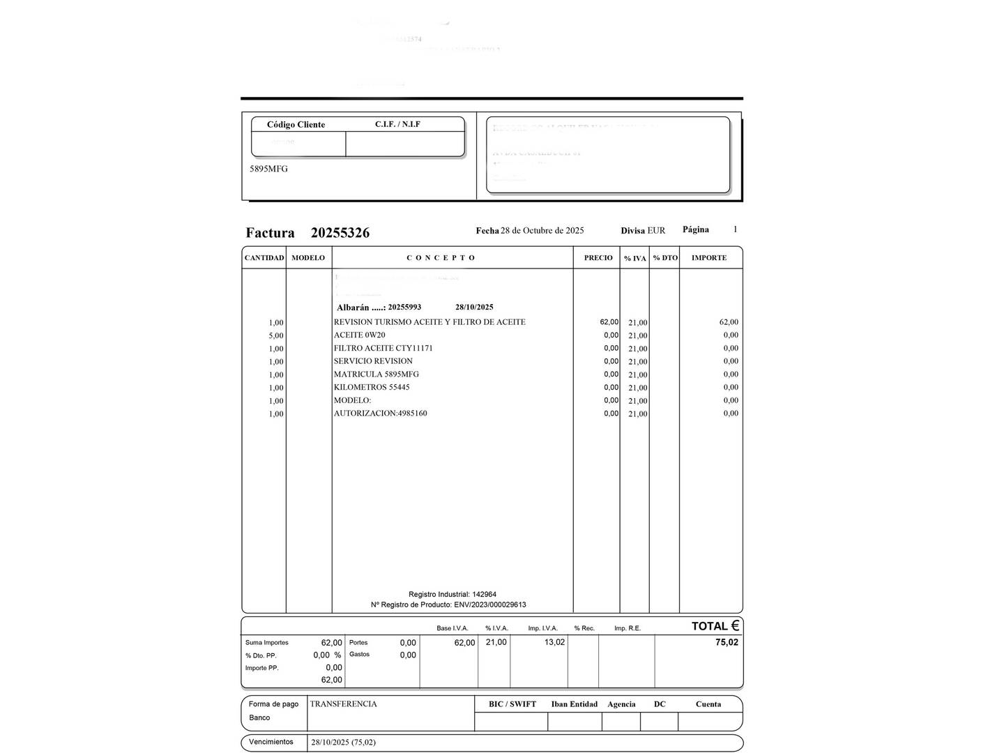 Foto del mantenimiento del DR AUTOMOBILES DR 4.0 DR AUTOMOBILES DR4 1.5 (116 CV)