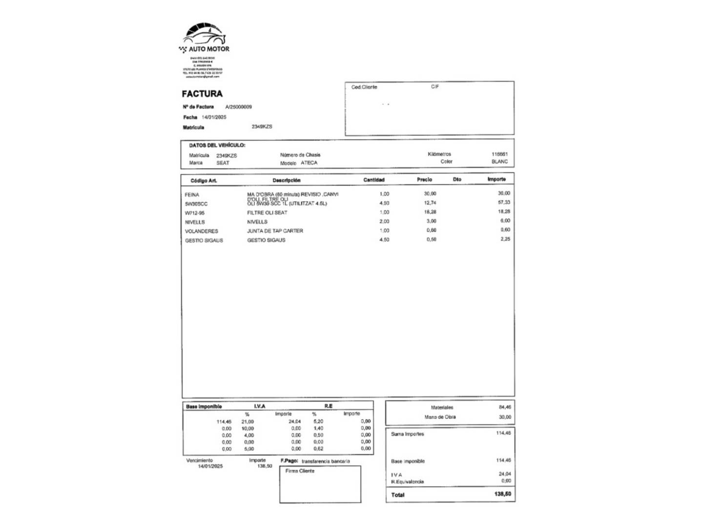 Foto del mantenimiento del Seat Ateca SEAT Ateca 1.5 TSI S&S Style Edition Nav (150 CV)