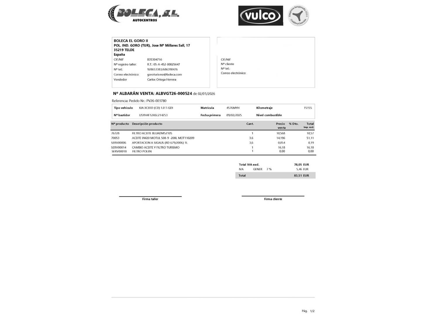 Foto del mantenimiento del KIA XCeed KIA XCeed 1.0 T-GDi Drive (100 CV)
