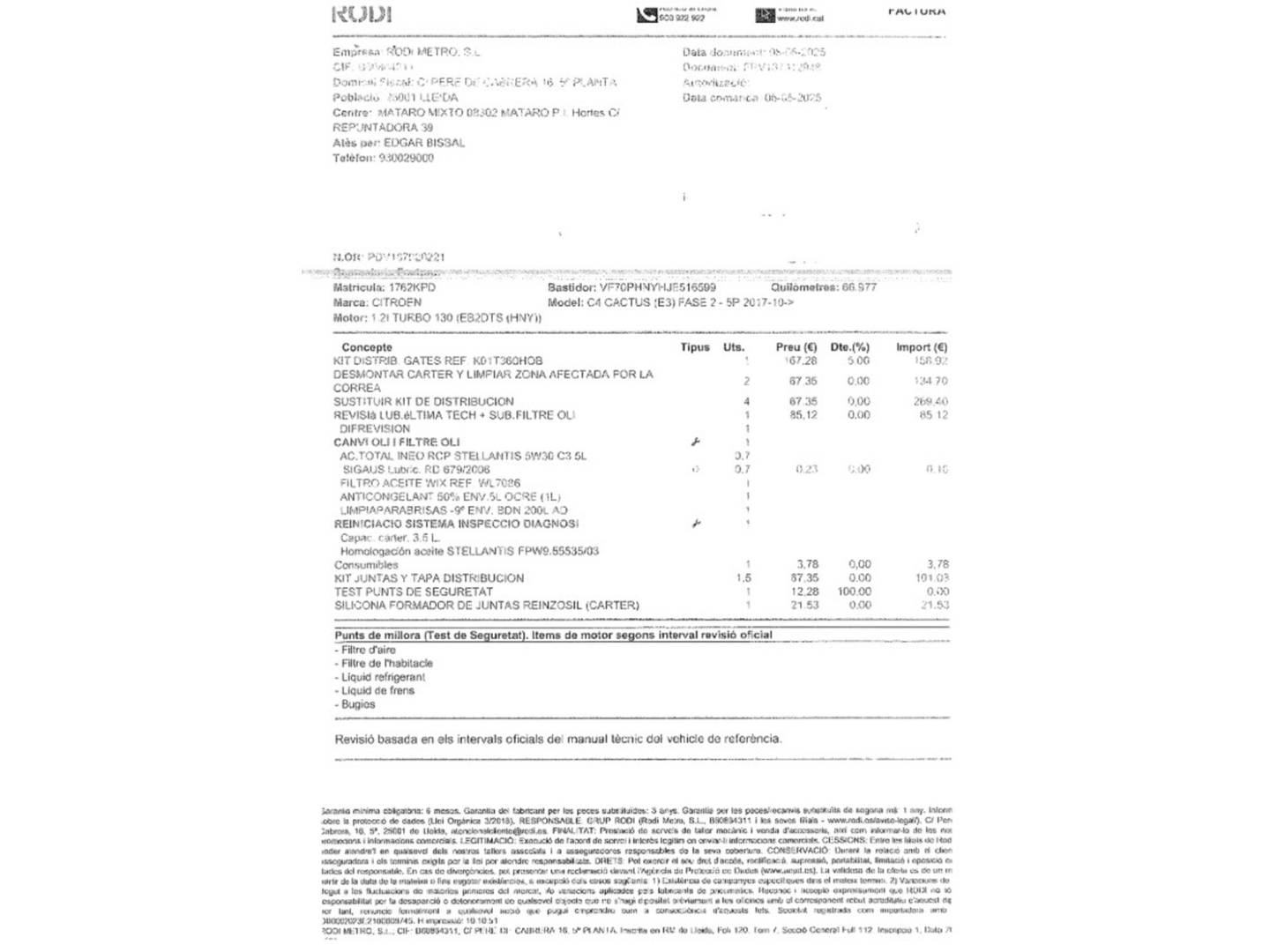 Foto del mantenimiento del Citroën C4 Cactus Citroën C4 Cactus PureTech 130 S&S Shine (130 CV)