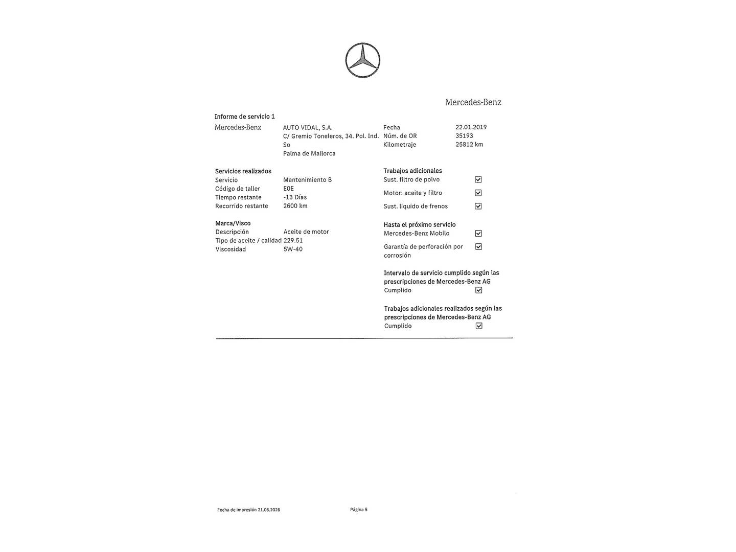 Foto del mantenimiento del Mercedes Clase C Mercedes Clase C 180 (156 CV)