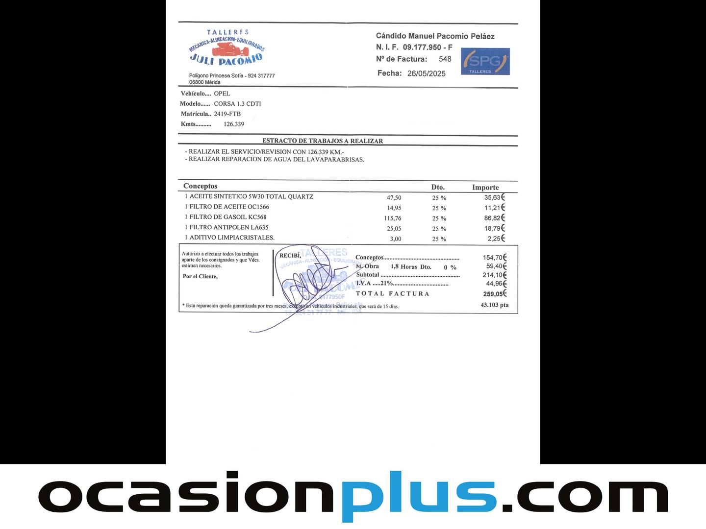 Foto del mantenimiento del Opel Corsa Opel Corsa 1.3 CDTI Enjoy (90 CV)