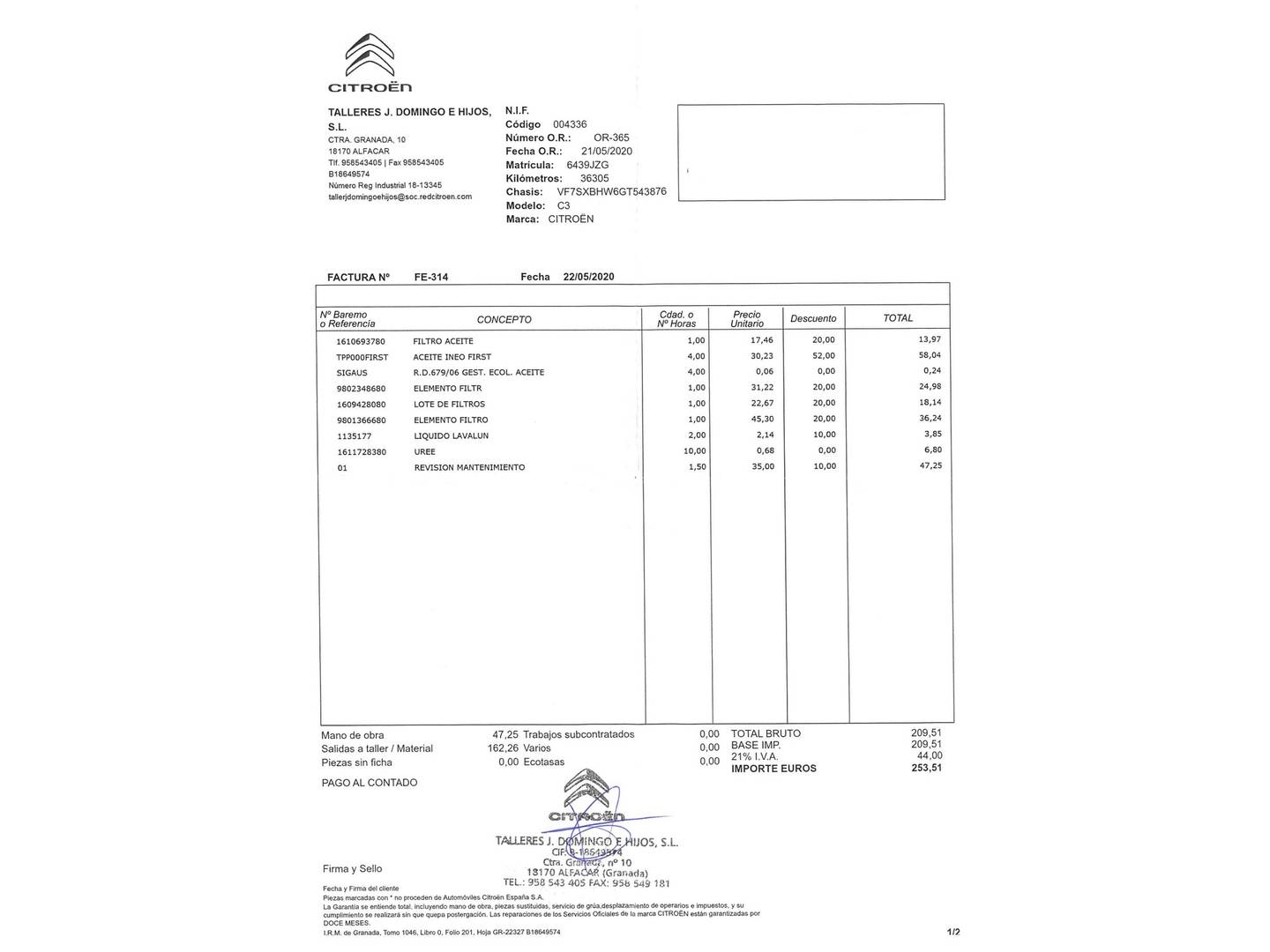 Foto del mantenimiento del Citroën C3 Citroën C3 BlueHDi 75 S&S Shine (75 CV)