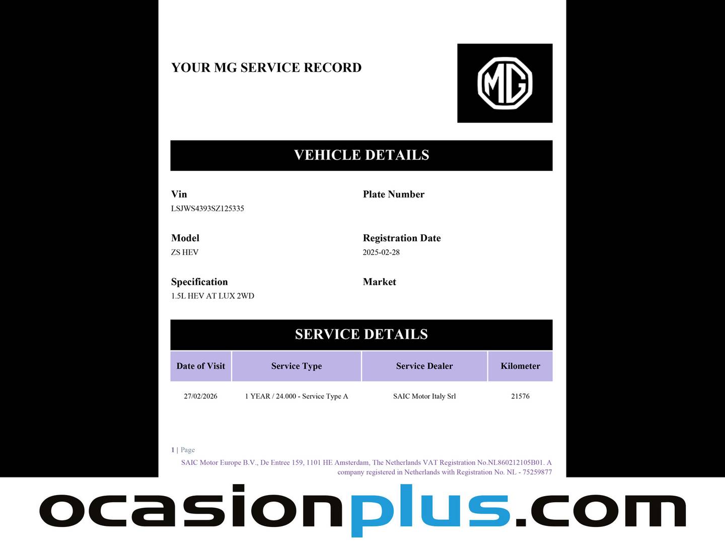 Foto del mantenimiento del MG ZS MG ZS 1.5 Hybrid+ Luxury (197 CV)