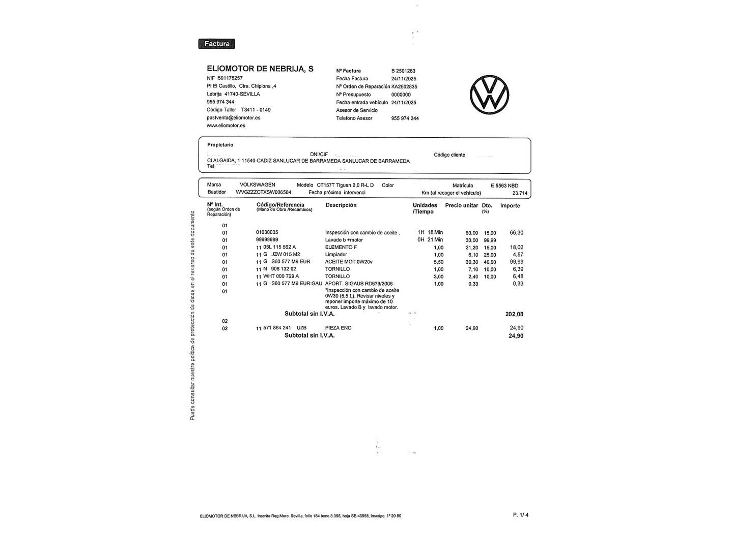 Foto del mantenimiento del Volkswagen Tiguan Volkswagen Tiguan R-Line 2.0 TDI 4Motion (193 CV) DSG