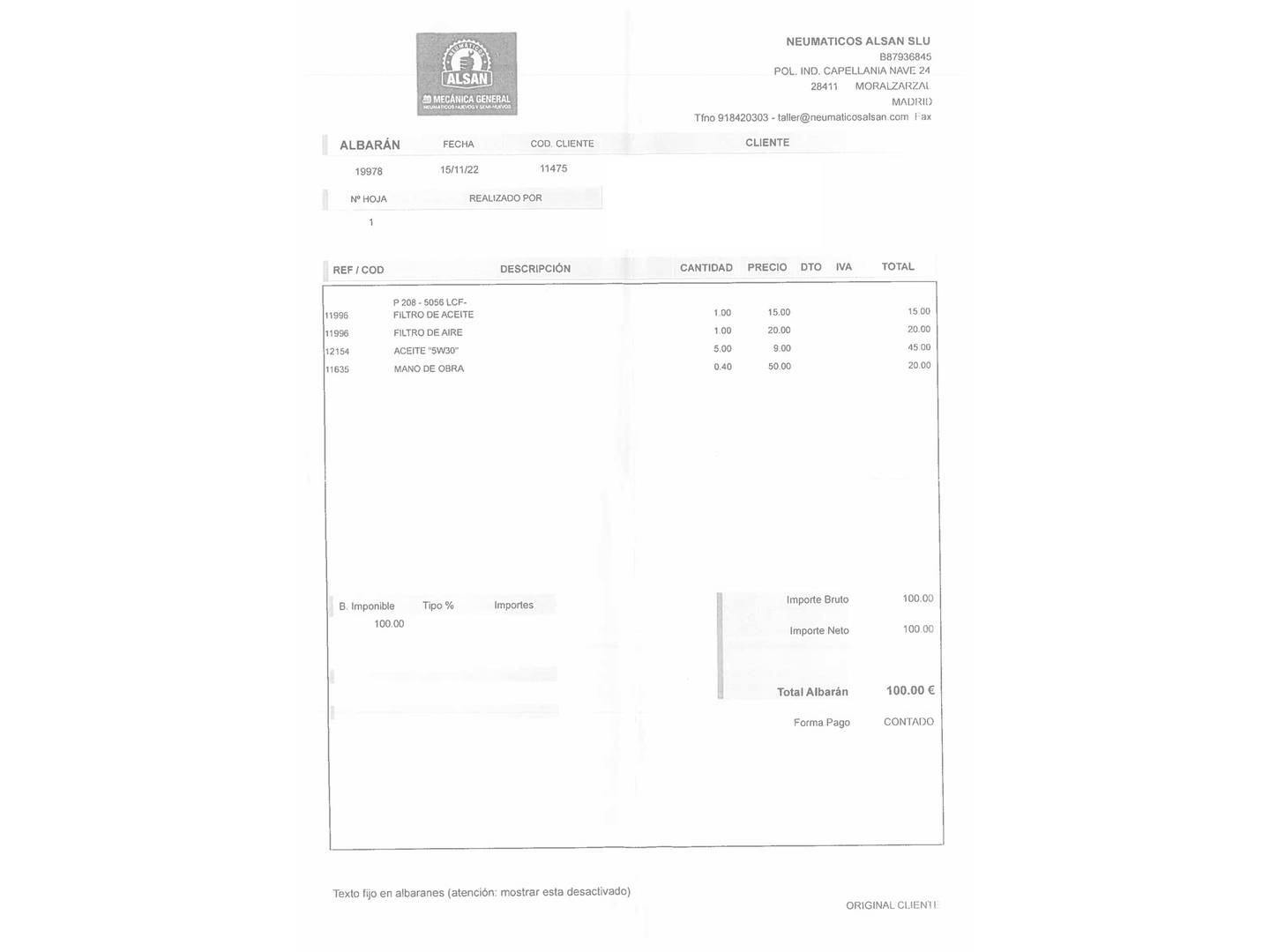 Foto del mantenimiento del Peugeot 208 Peugeot 208 PureTech Signature (82 CV)