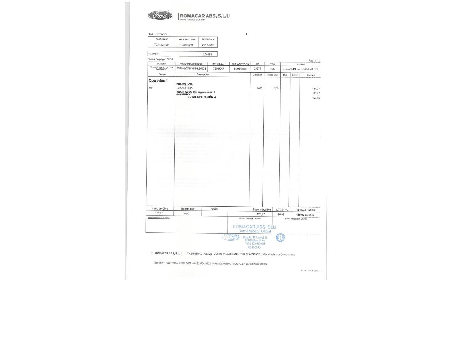 Foto del mantenimiento del Ford Focus Ford Focus 1.0 Ecoboost ST-Line (125 CV)