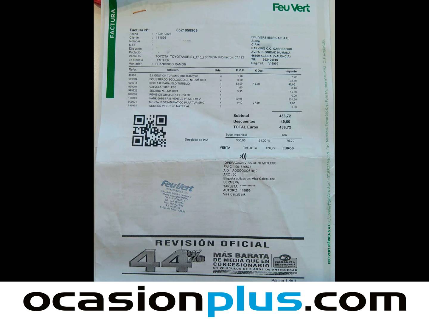 Foto del mantenimiento del Toyota Auris Toyota Auris 1.8 Hybrid Active (136 CV)