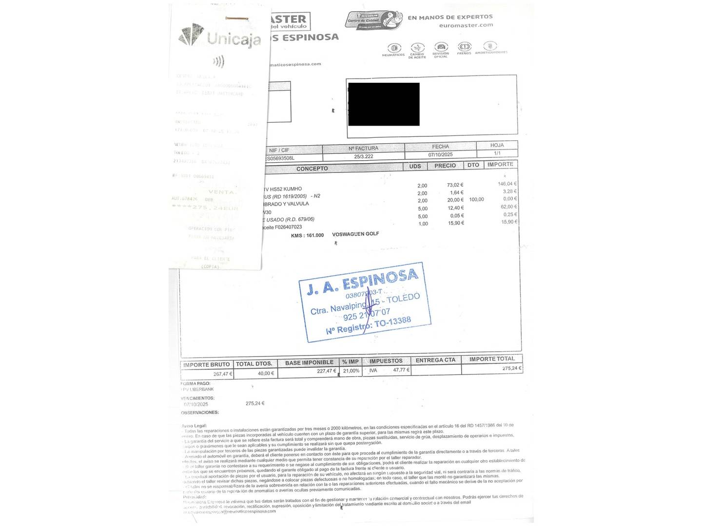 Foto del mantenimiento del Volkswagen Golf Volkswagen Golf Edition 1.6 TDI BMT (105 CV)