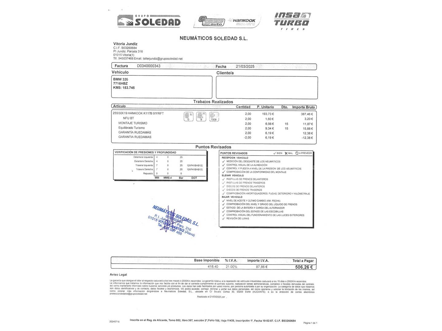 Foto del mantenimiento del BMW Serie 3 BMW Serie 3 320i Coupe (170 CV)