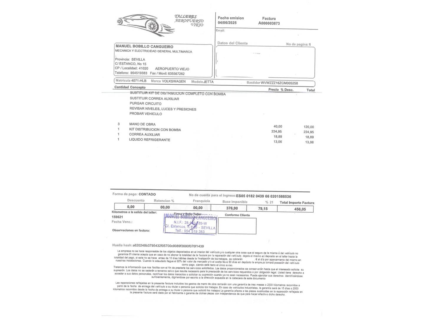 Foto del mantenimiento del Volkswagen Jetta Volkswagen Jetta 1.6 TDI Advance BMT (105 CV)