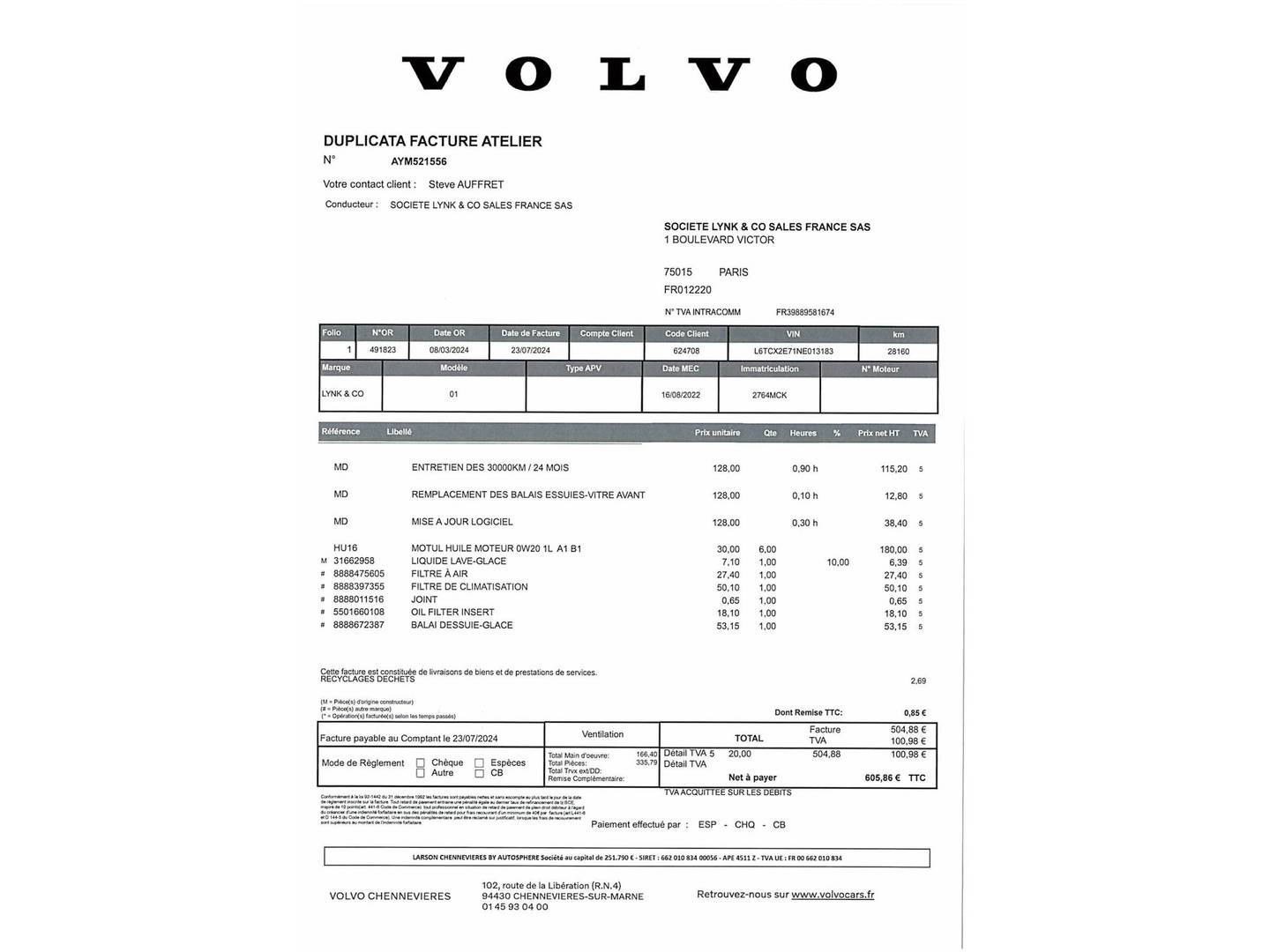 Foto del mantenimiento del Lynk & Co 01 Lynk & Co 01 1.5 PHEV (261 CV)