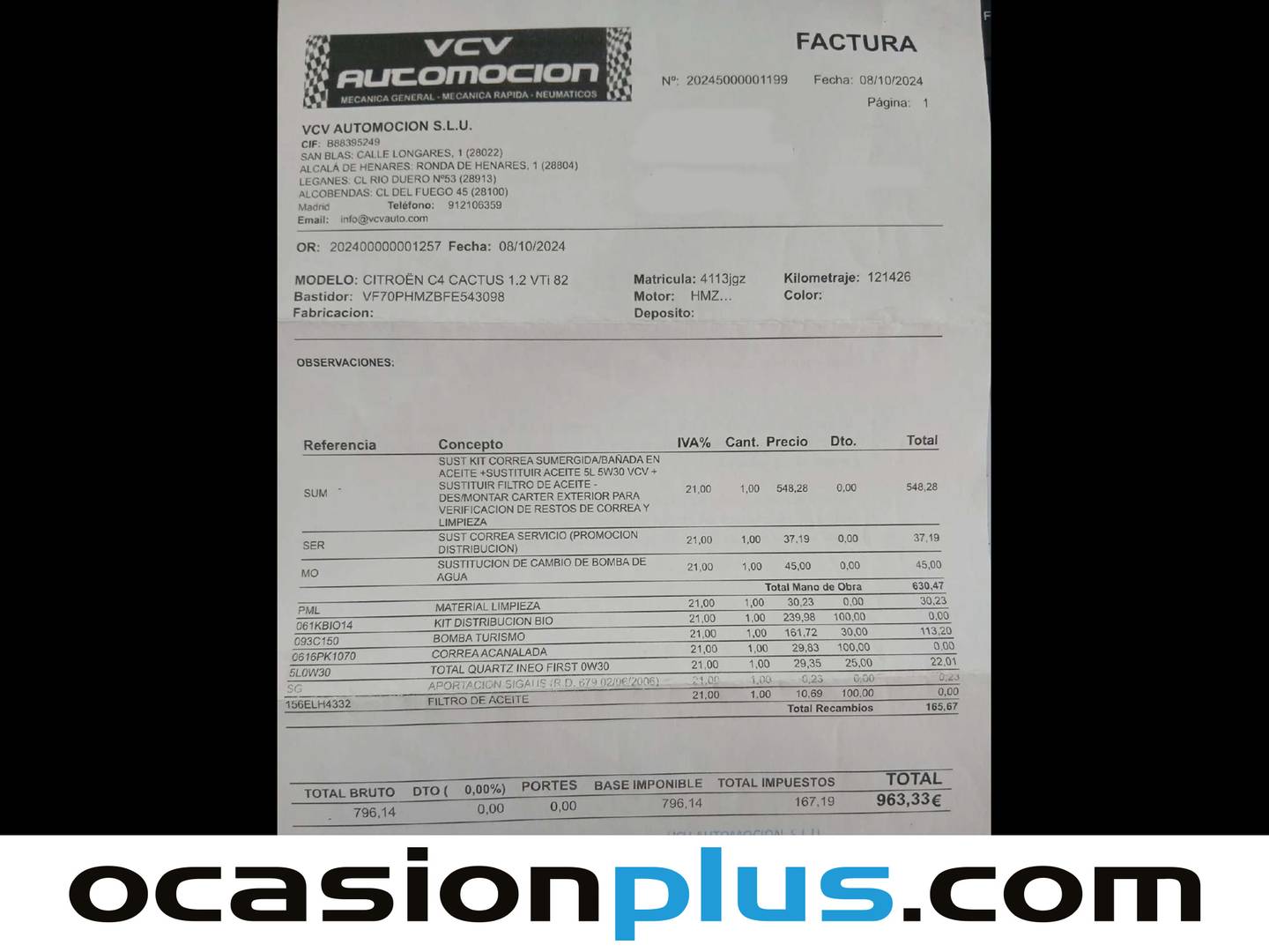 Foto del mantenimiento del Citroën C4 Cactus Citroën C4 Cactus PureTech 82 Feel (82 CV)