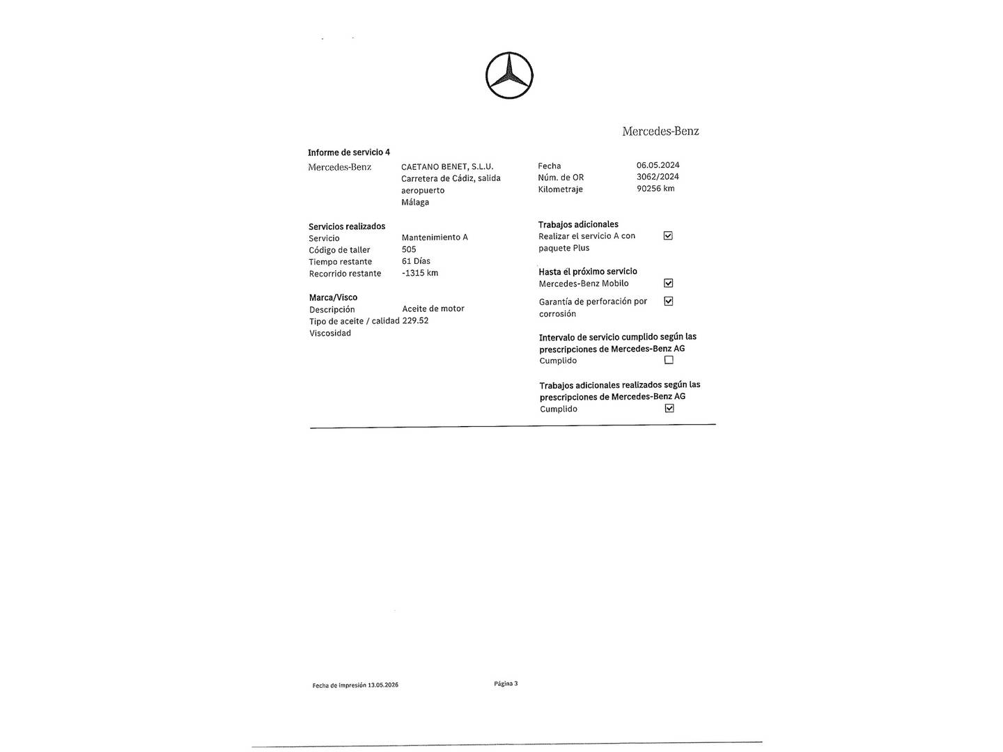 Foto del mantenimiento del Mercedes Clase E Mercedes Clase E Clase E E 220 d (194 CV)