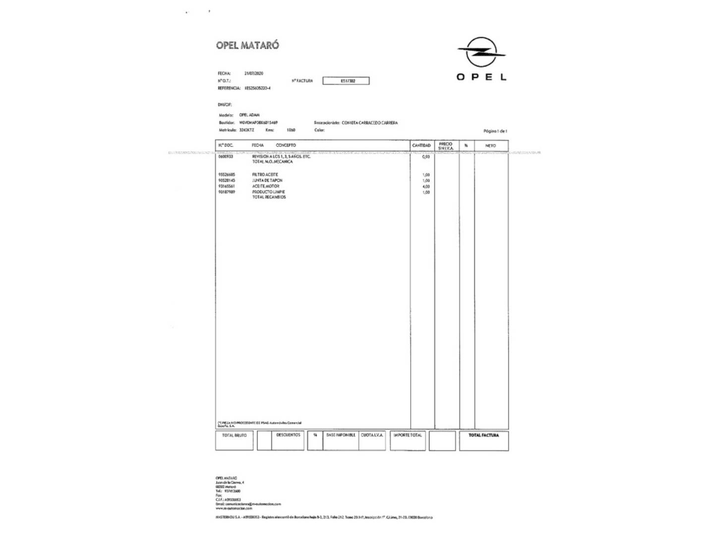 Foto del mantenimiento del Opel Adam Opel Adam 1.4 XEL Glam (87 CV)
